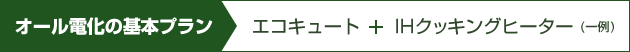 オール電化の基本プラン　エコキュート+IHクッキングヒーター（一例）